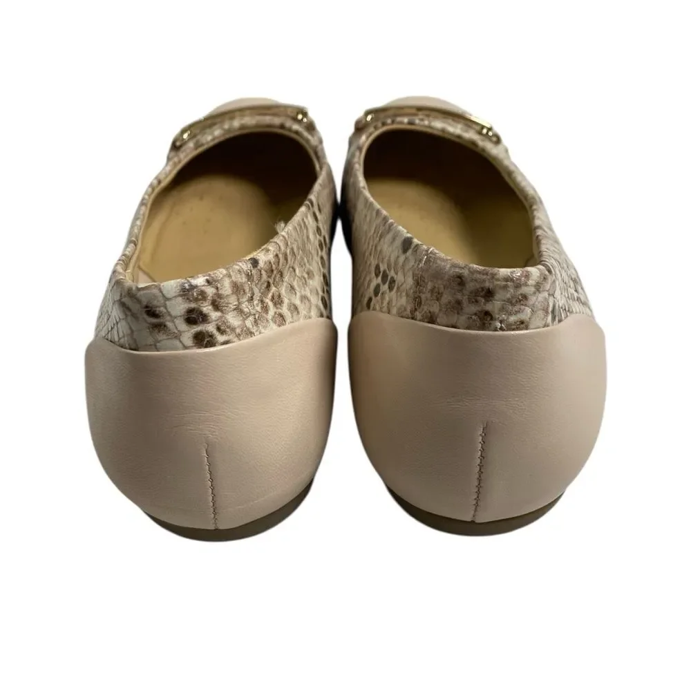 EUC Geox Respira Women’ Snake Print Beige Tan Ballerina Flats Shoes - Size EU 37